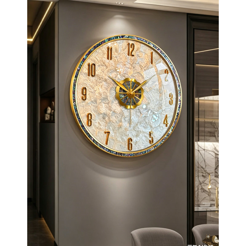 Simple Modern Alloy & Colorful Shell Wall Clock