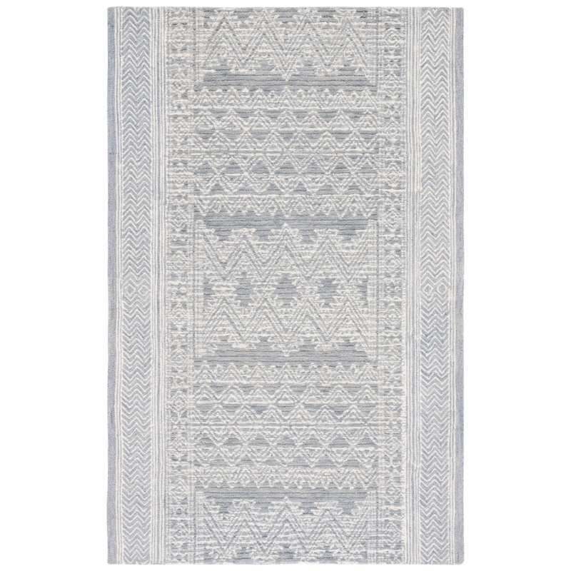 Tapis abstrait en laine touffeté à la main Southwestern, Rectangle 4 pi x 6 pi