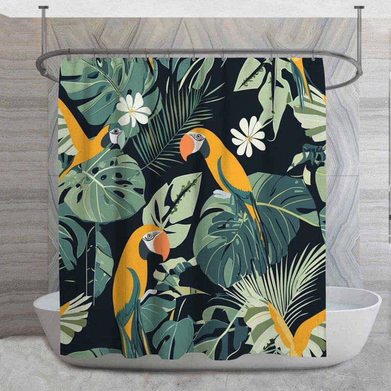 Rideau de douche Parrot Jungle, H 93 po x l 70 po
