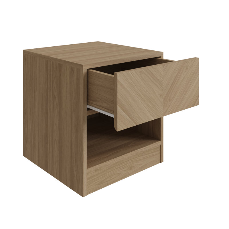 Motonori Block Rectangular Side Table, Oak Wood