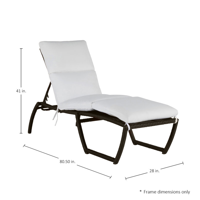 Skye 80.5" Long Reclining Single Chaise with Cushions, No Welt, Arbor Chambray Dove Sunbrella®, Black Walnut
