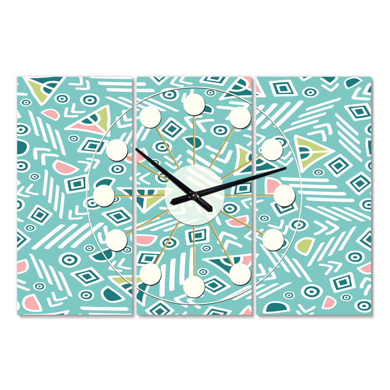 Horloge murale rétro surdimensionnée tribal Mid-Century
