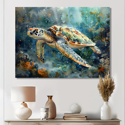 «Sea Turtle Journey II», art mural grand créatures marines
