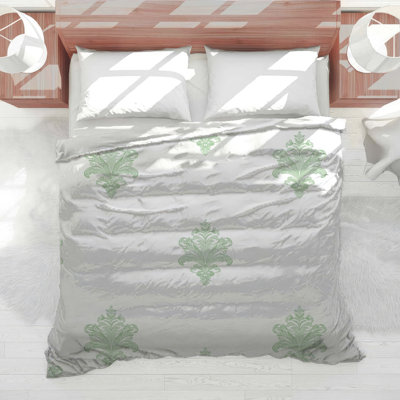 Édredon vert à motif damassé