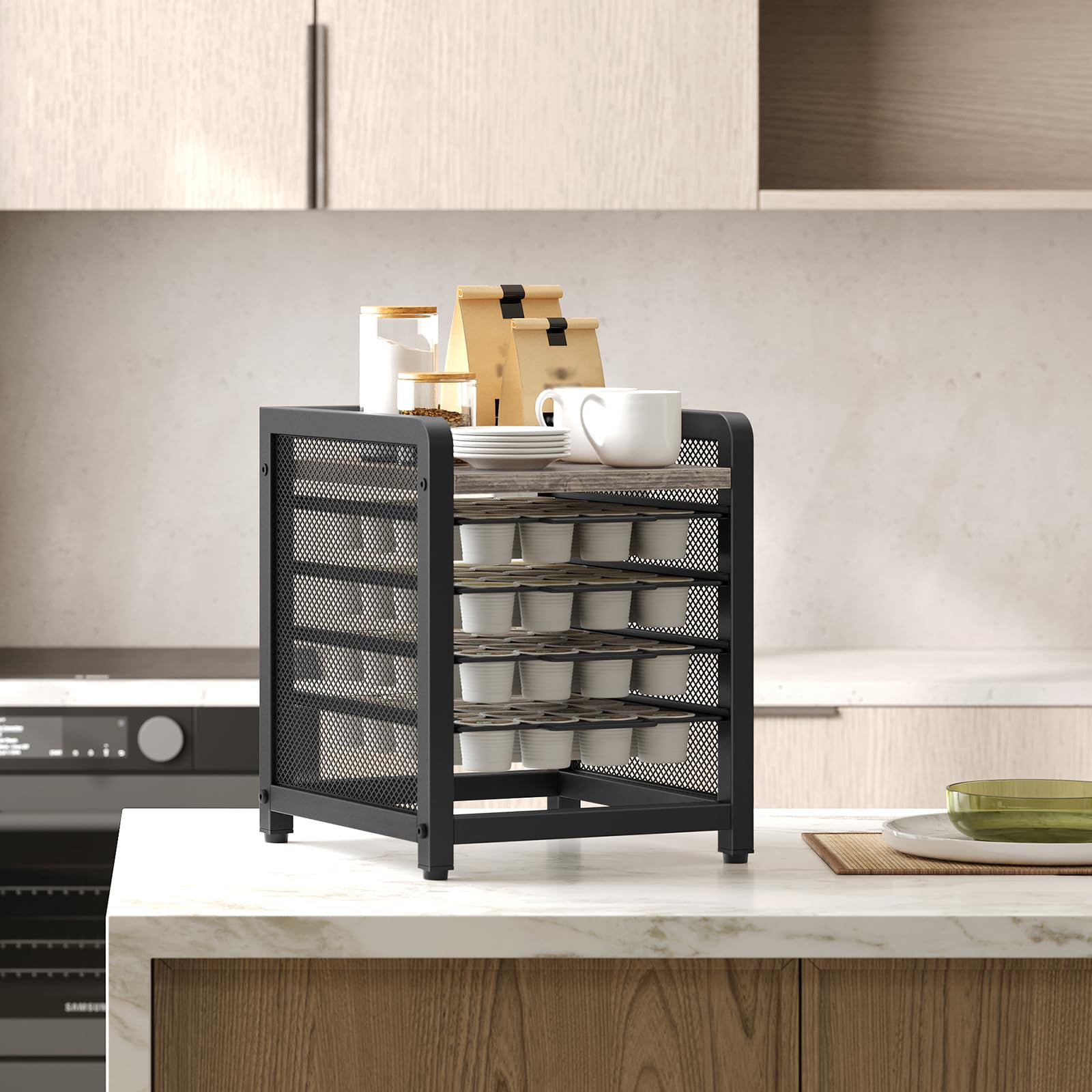 TUHOME FURNITURE LLC 4-Tier Small Tabletop Storage Rack That Can Hold ...