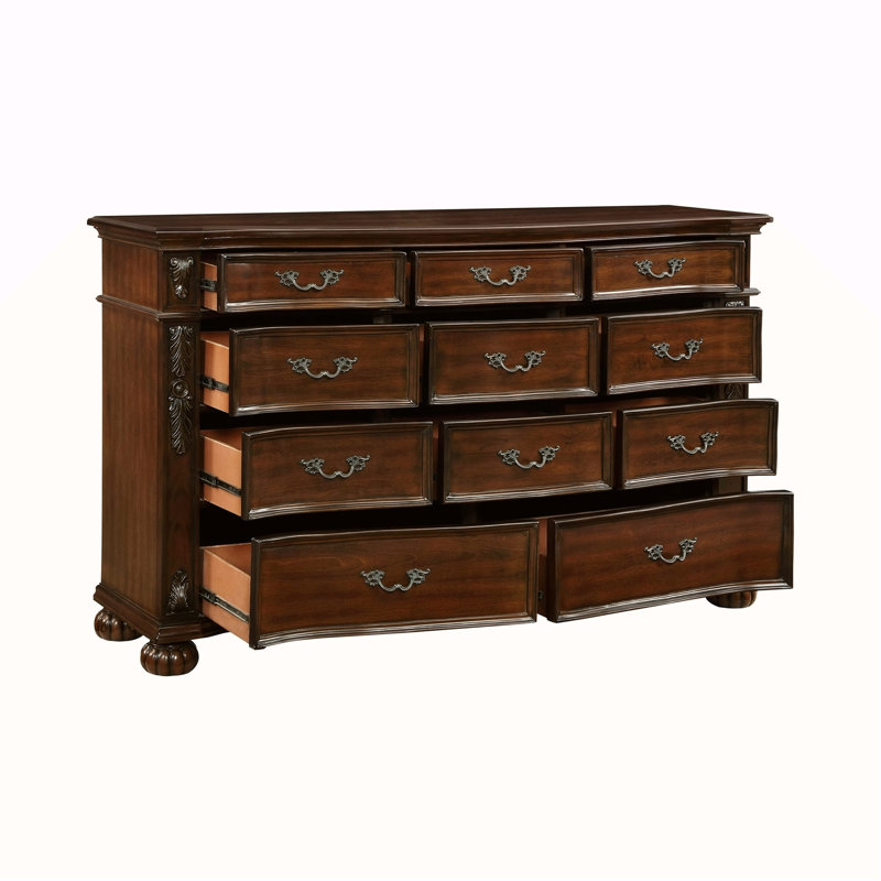 Commode classique 11 pièces à tiroirs cerisier classique, 40 "H x65.5"W x 19.5"D