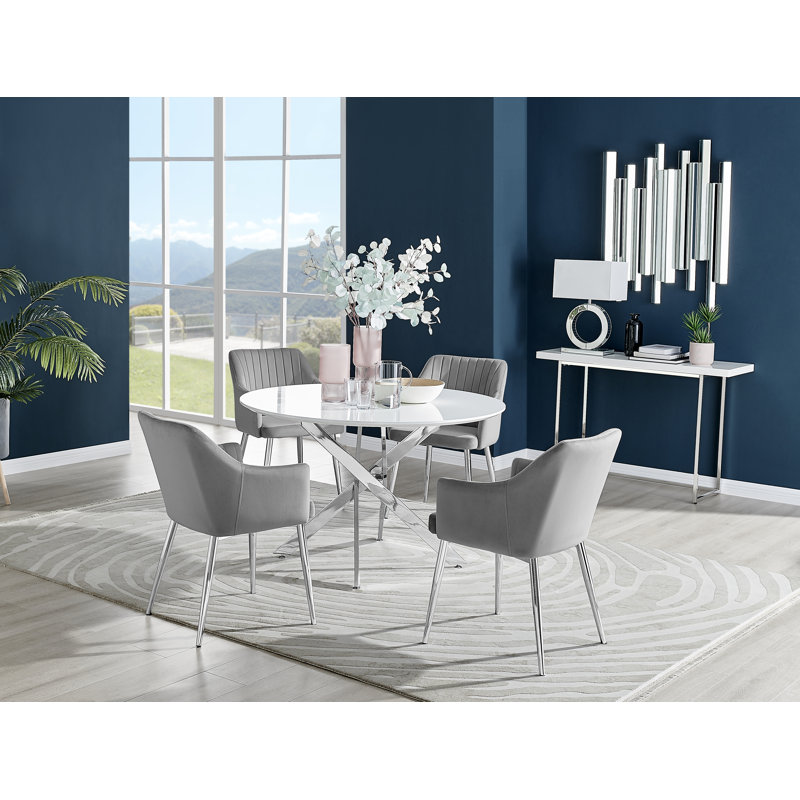 Eubanks 4 - Person Dining Set, Grey/Silver