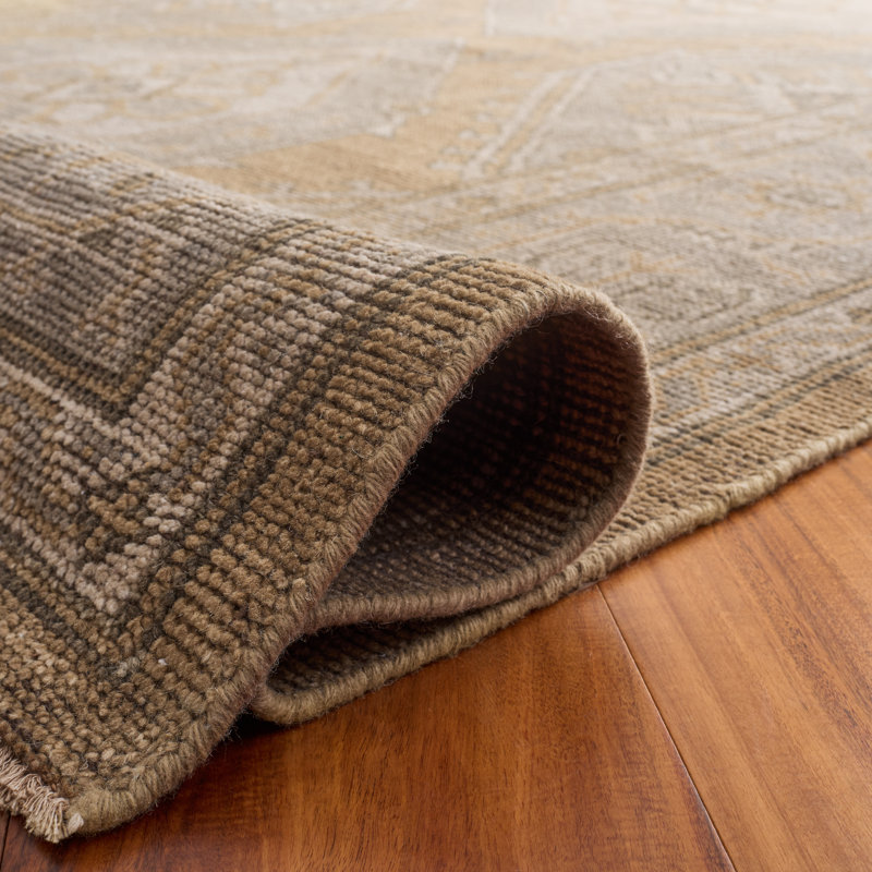 Tapis oriental en laine noué à la main Kline, Rectangulaire 8 pi x 10 pi, Gold/Grey