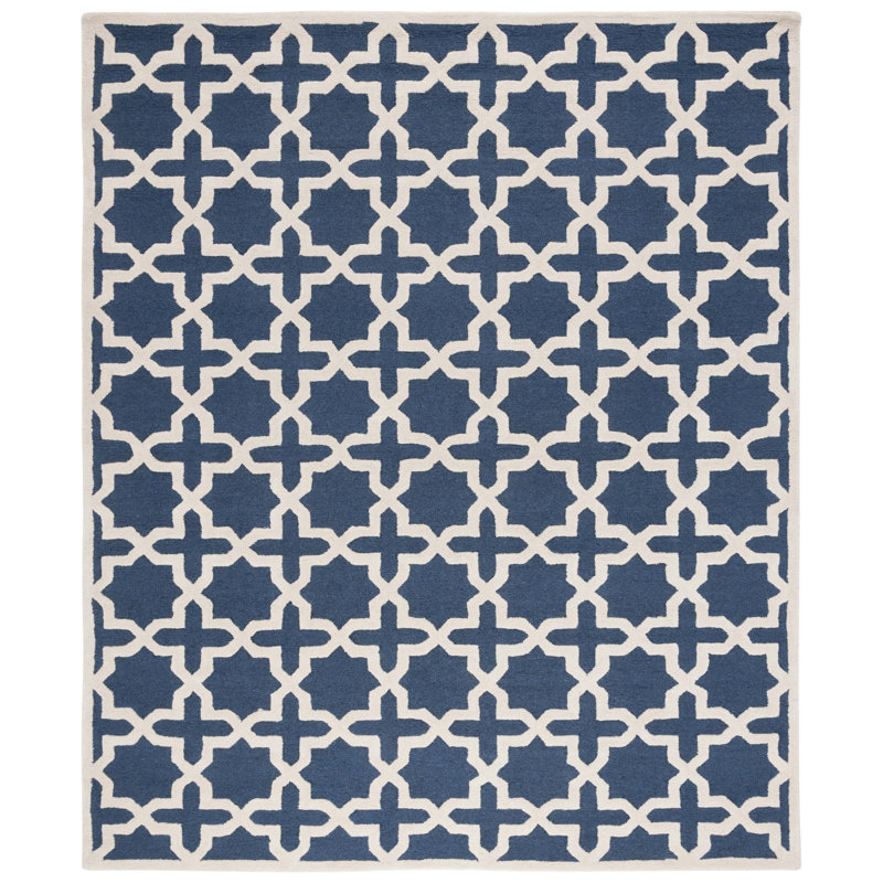 Rectangle 122 cm x 183 cm Geometric Wool Hand Woven Area Rug