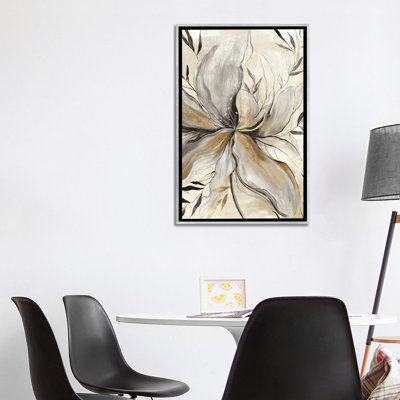 Gold Charcoal Flower II - Wall Art Print - Framed Canvas