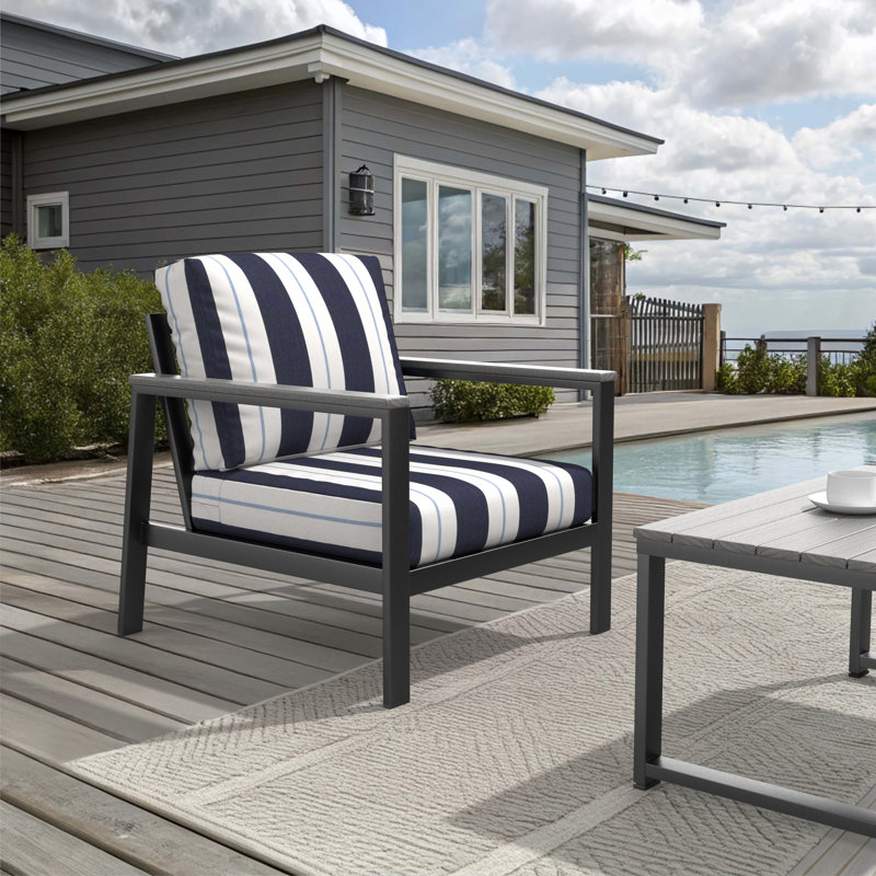 Chaise longue d'extérieur avec coussins Sunbrella® Townsend, Gris