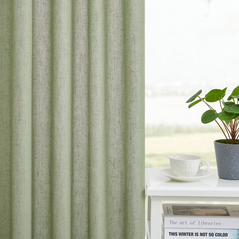  Draycott Semi Sheer Back Tab Curtain Panel Pair, 52" W x 72" L, Sage Green