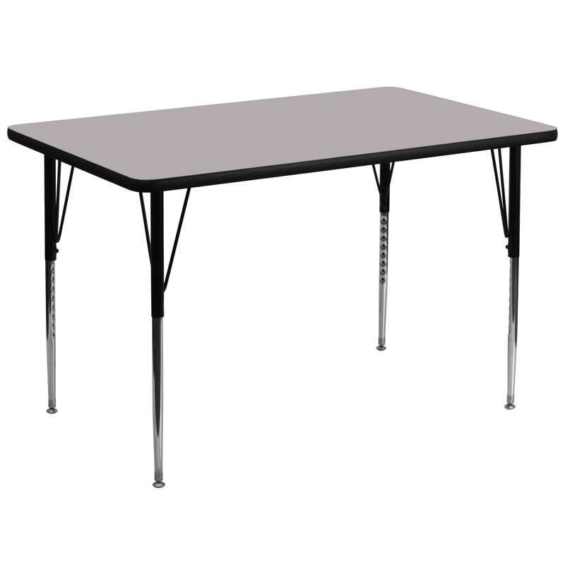 Goddard 24''W x 48''L Rectangular HP Laminate Activity Table - Adjustable Legs, Grey, 24"W x 60"D x 21.25" - 30.25"H