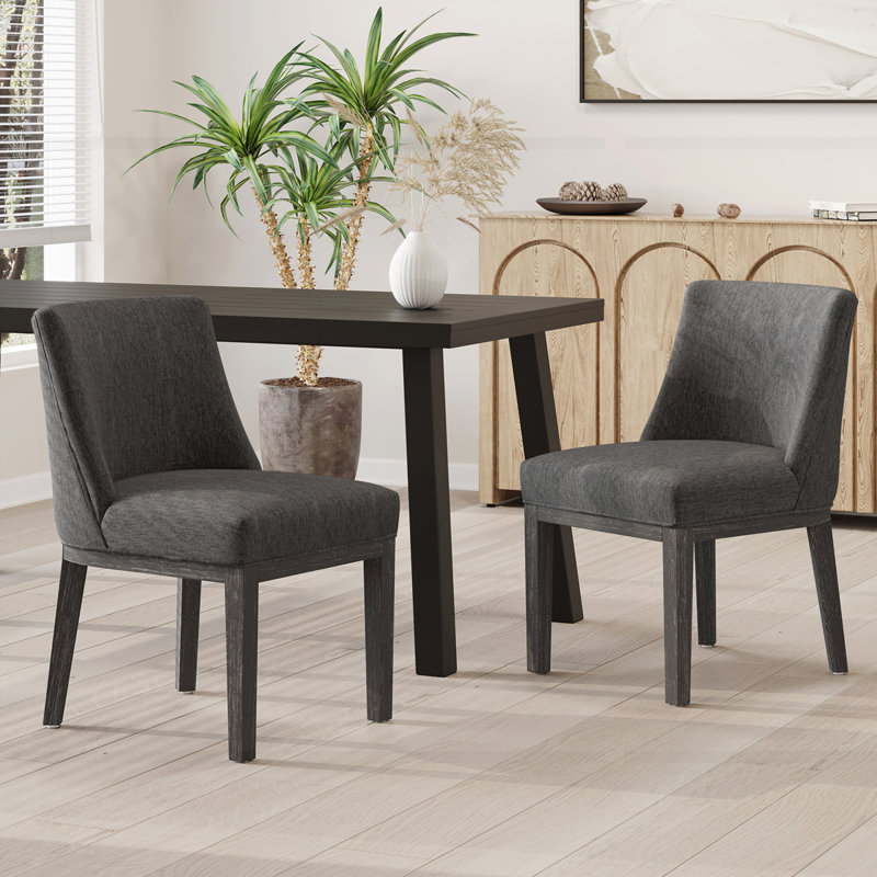 Ensemble de 2 chaises de salle à manger Farmhouse, Gris anthracite, Noir
