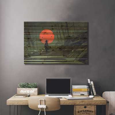 «Jahfari Red Moon Samurai» par Grandfailure - impression sans cadre sur bois