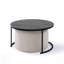Ensemble de tables basses Nest Ease avec rangement caché, parfait pour les salons modernes et peu encombrants.
