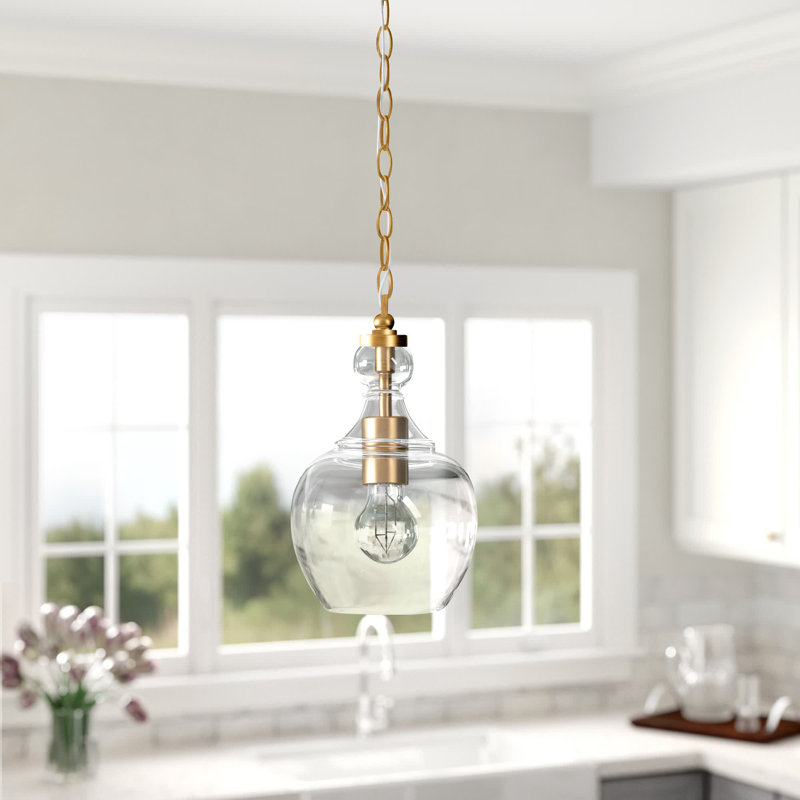 Verona 1 - Light Single Pendant, Clear, Brushed Brass