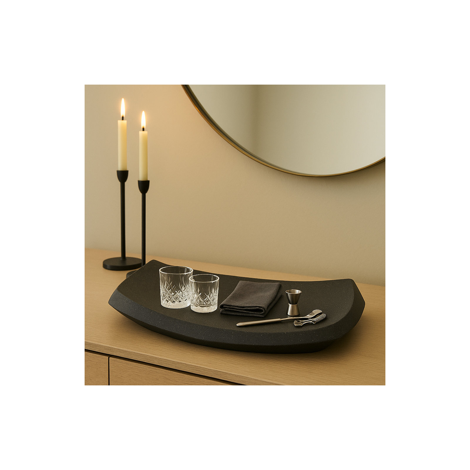 Mali Black Abstract Resin Tray