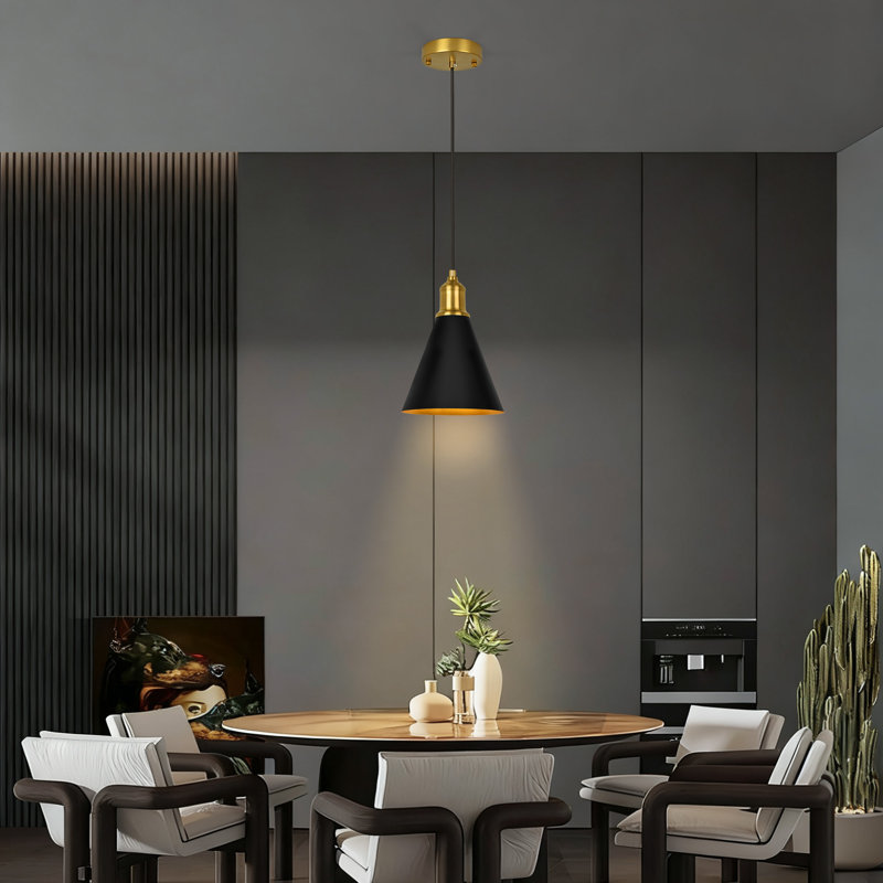 Luminaire suspendu minimaliste moderne 1 lumière avec abat-jour en métal