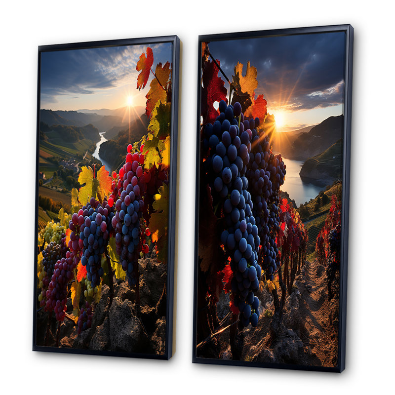 «Scenic Vivid Vineyard», 2 pièces, Cadre noir, H 40 po x l 40 po