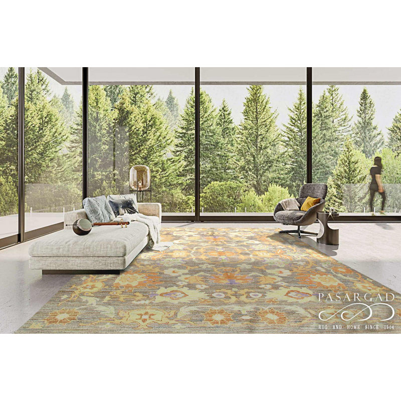 Tapis gris en laine d'agneau unique 8 pi 7 po x 10 pi 11 po Nedelcho