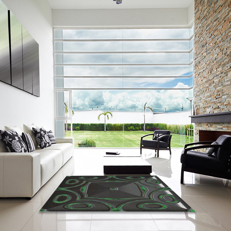 Noir Tapis décoratif, Carré 6 pi