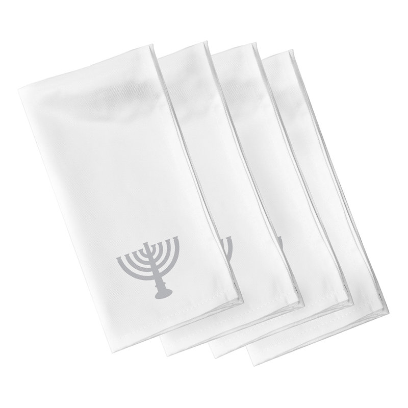 Ensemble de serviettes 4 pièces Kamillah Major, L 18 po x L 18 po, Blanc / Gris