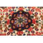 Tapis décoratif en laine de conception unique noué à la main New Age 3 pi 4 po x 4 pi 9 po Ivoire/rouge