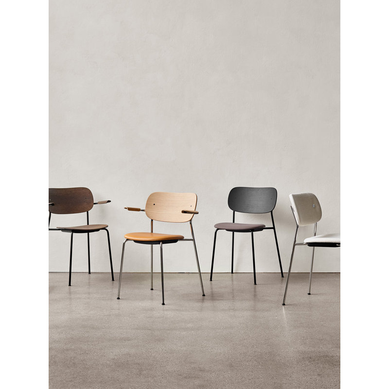Co Upholstered Arm Chair, Bouclé 02 Acrylic, Dark Stained Oak, Black