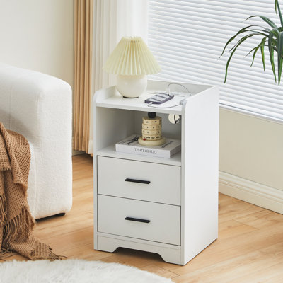 Lya 38.6cm W Manufactured Wood Bedside Table