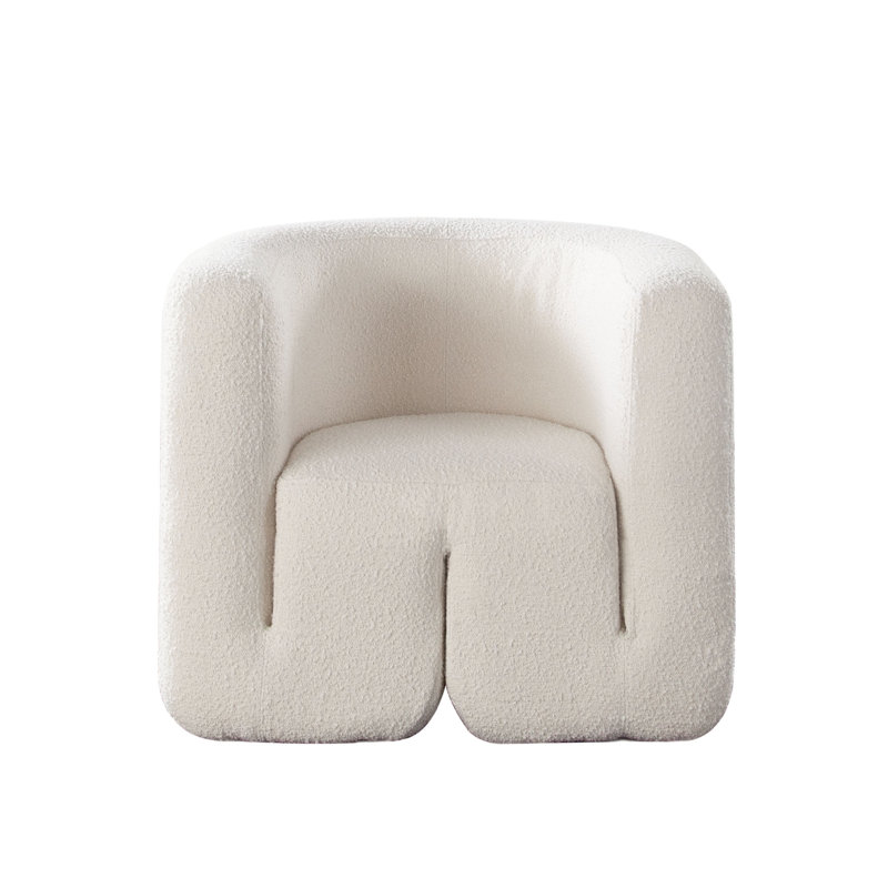 Fauteuil d'appoint Pulse en tissu bouclé ivoire