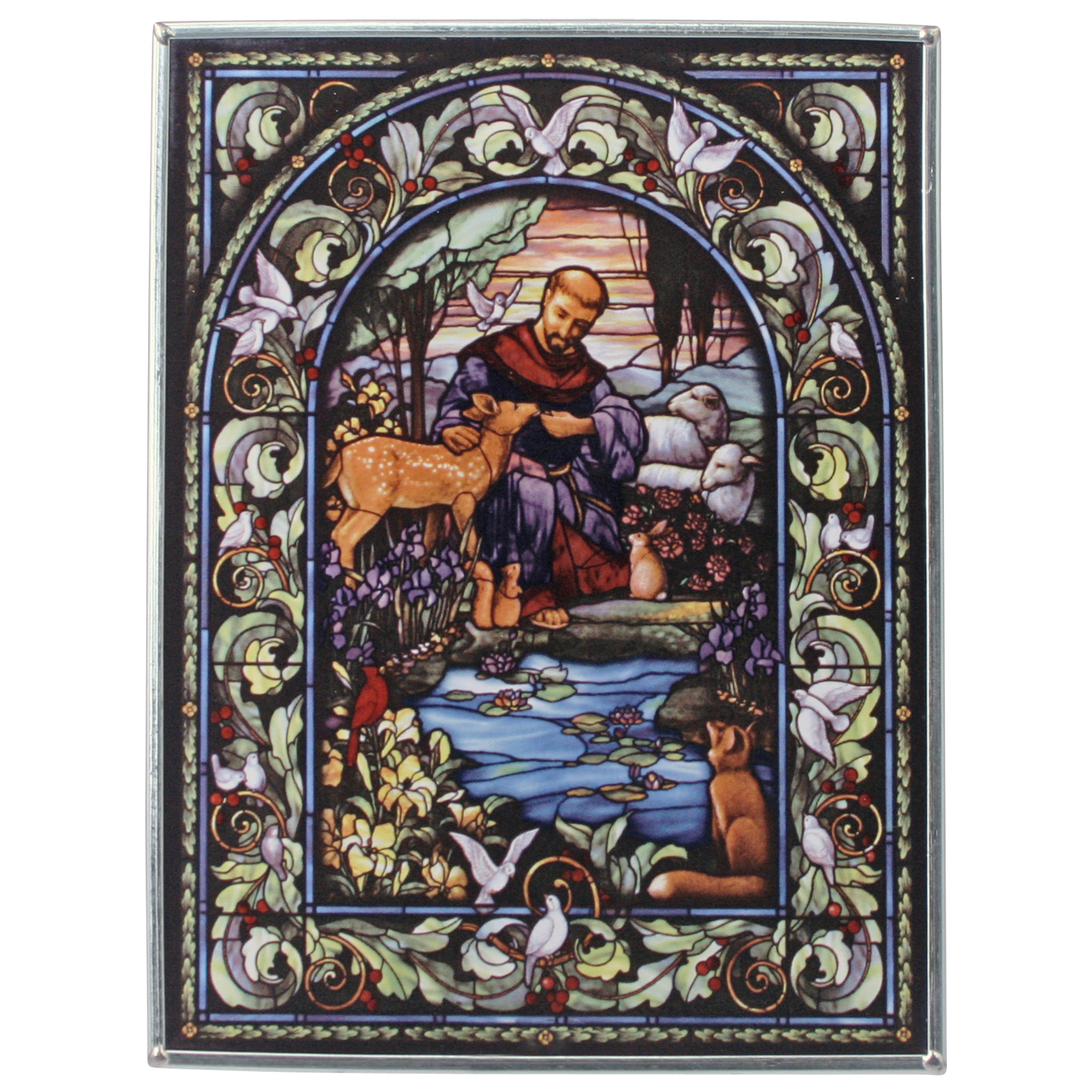 Design Toscano Saint Francis Patron Saint of Animals Art Glass Wall ...