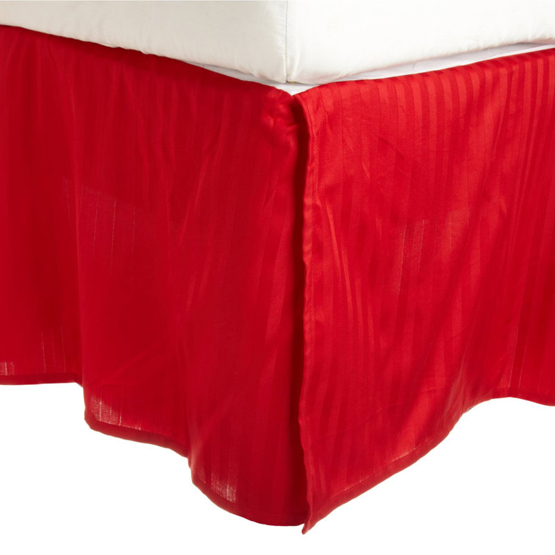 Egyptian Cotton Sateen Bed Skirt  15" Drop, Silky Stripe Design, Queen, Gray
