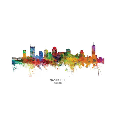 Nashville Tennessee Skyline by Michael Tompsett - 1 Piece Wrapped Canvas Painting