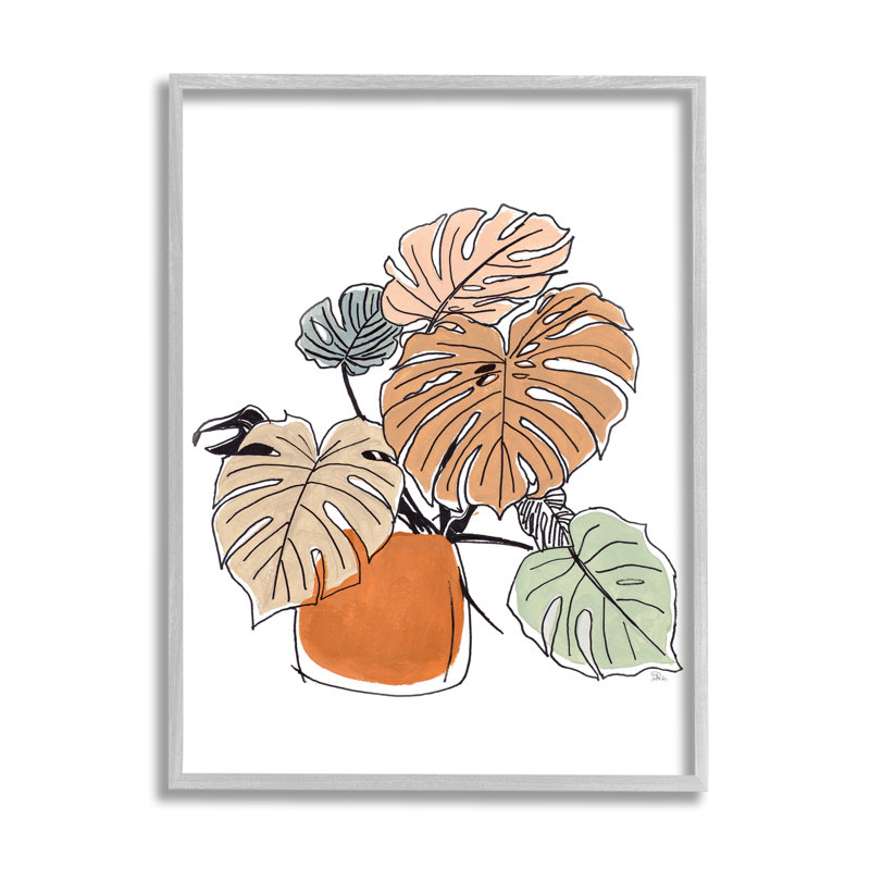 Monstera ludique avec plante tropicale, H 14 po x l 11 po, Estampe numérique Farmhouse