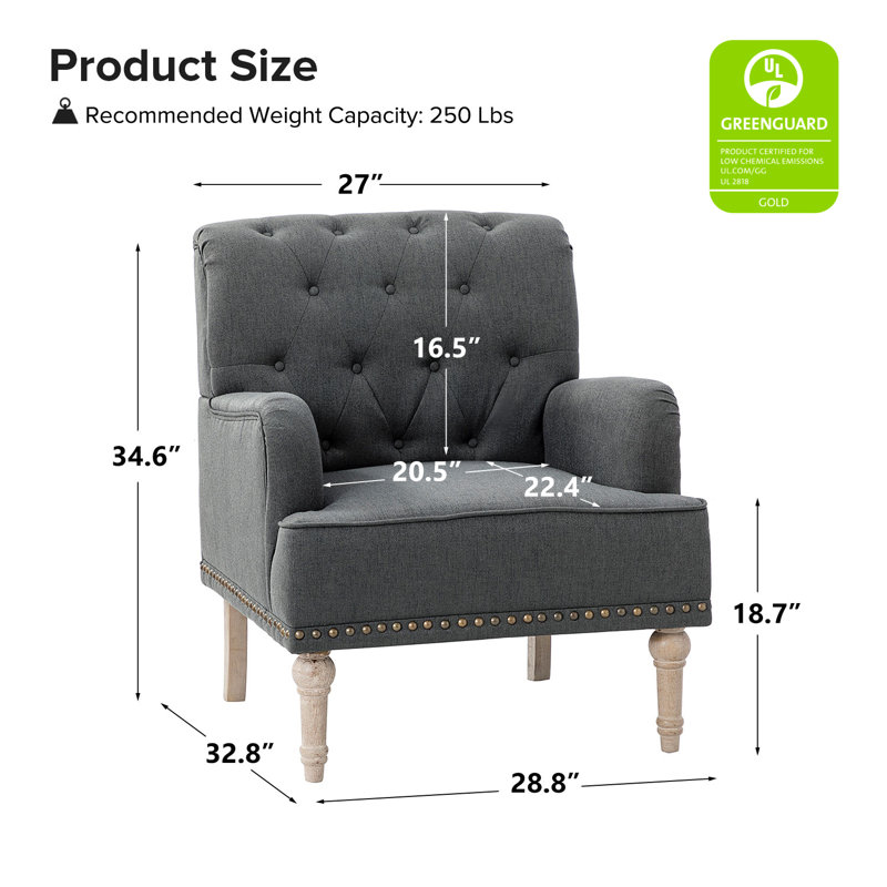 Fauteuil Wilkey, Polyester gris anthracite