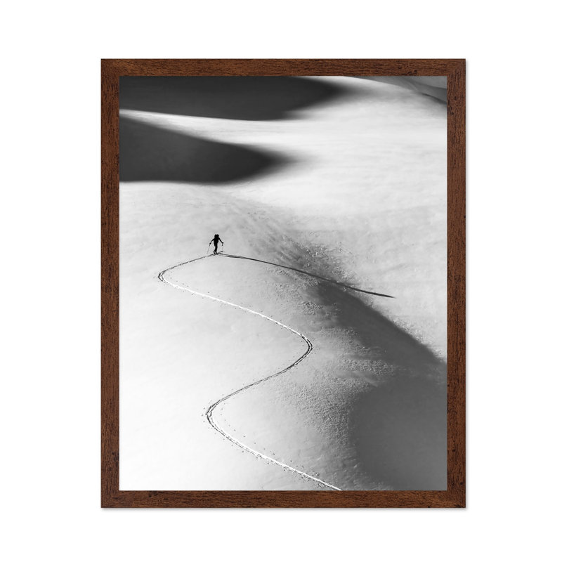 Hiver, neige, ski, Poster, 16"H x 20"W, Brown Framed