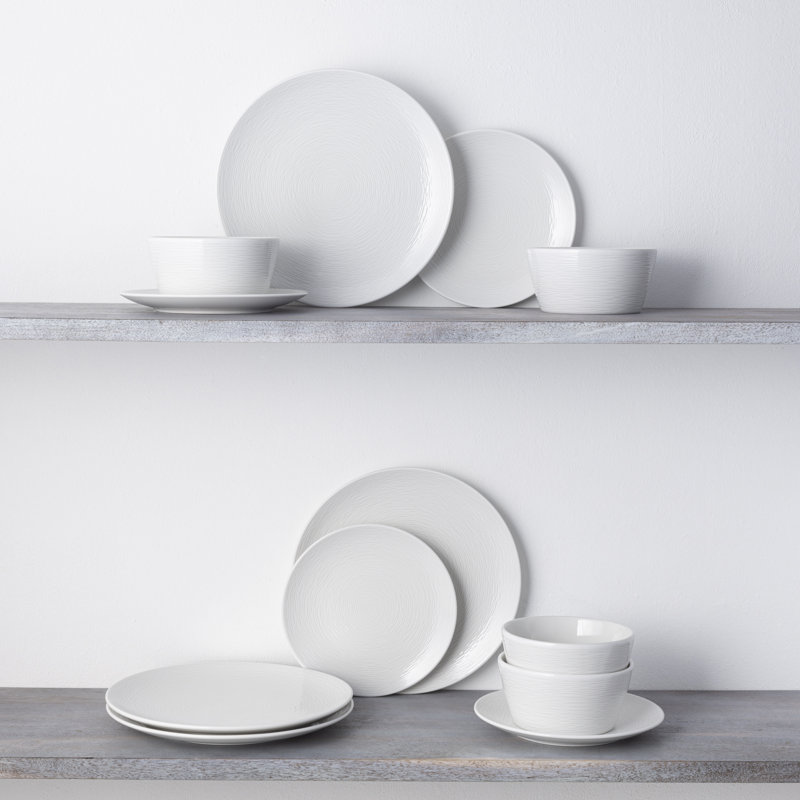 Noritake Colorscapes Swirl Coupe Dinner Plates, 11", White