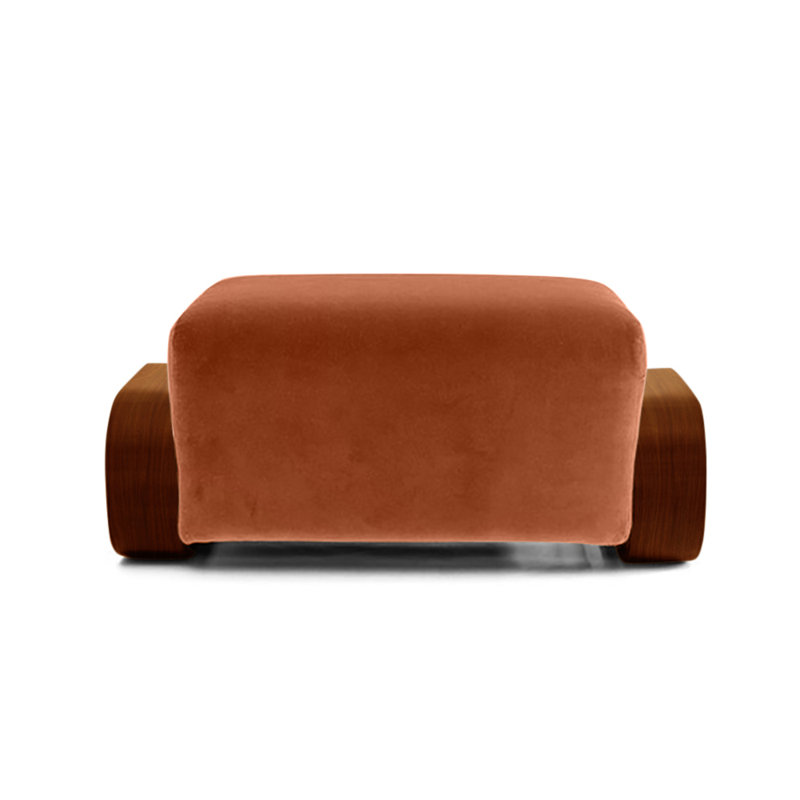 Cayenne Ottoman, Marmalade Velvet