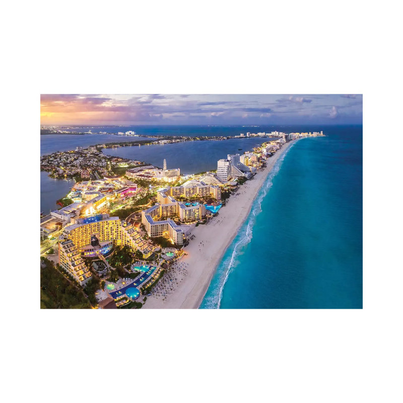 Cancun Shoreline Sunset by Jonathan Ross Photography - Wrapped Canvas Print, 101.6 cm H x 66.04 cm W x 1.91 cm D