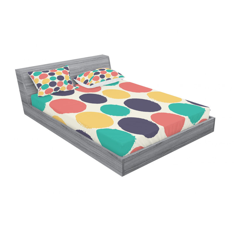 Microfiber Polka Dots Sheet Set, Queen Sheet Set with Fitted Sheet