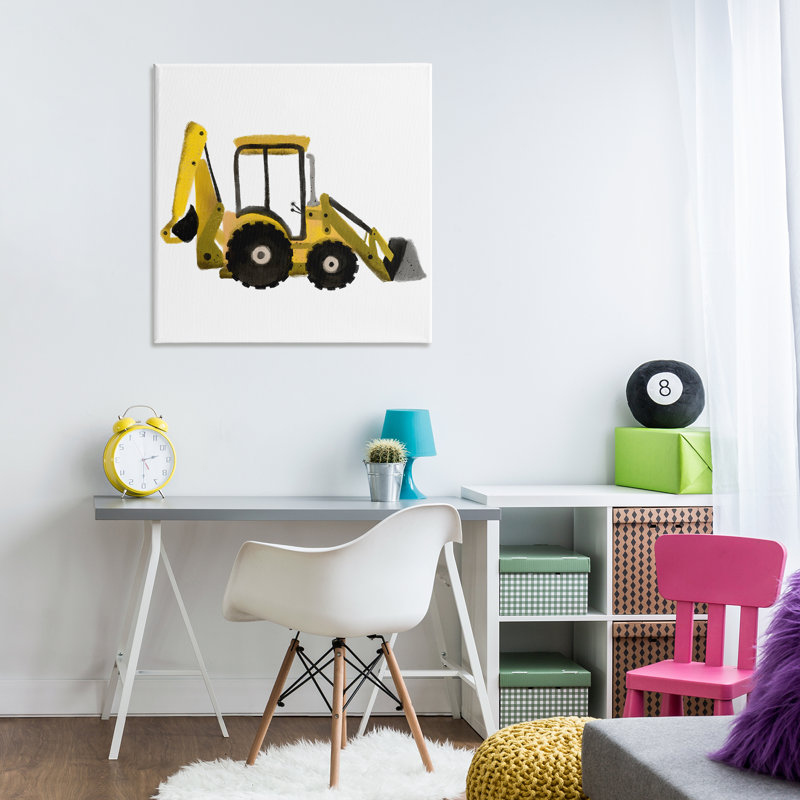 «Yellow Simple Bulldozer», art mural par Elizabeth Medley, H 30 po x l 30 po