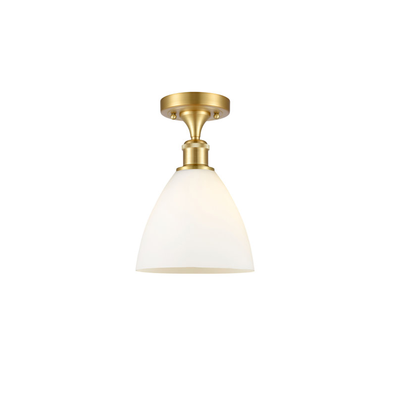 Plafonnier semi-encastré 1 lumière Germinia, Blanc mat, H 11,25 po x l 7,5 po x P 7,5 po, Or satiné