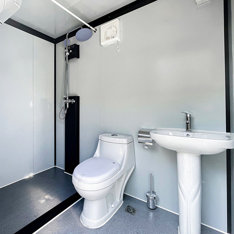 Cabine de toilette portative - Salle de douche extérieure avec douche, lumières, lavabo et ventilateur