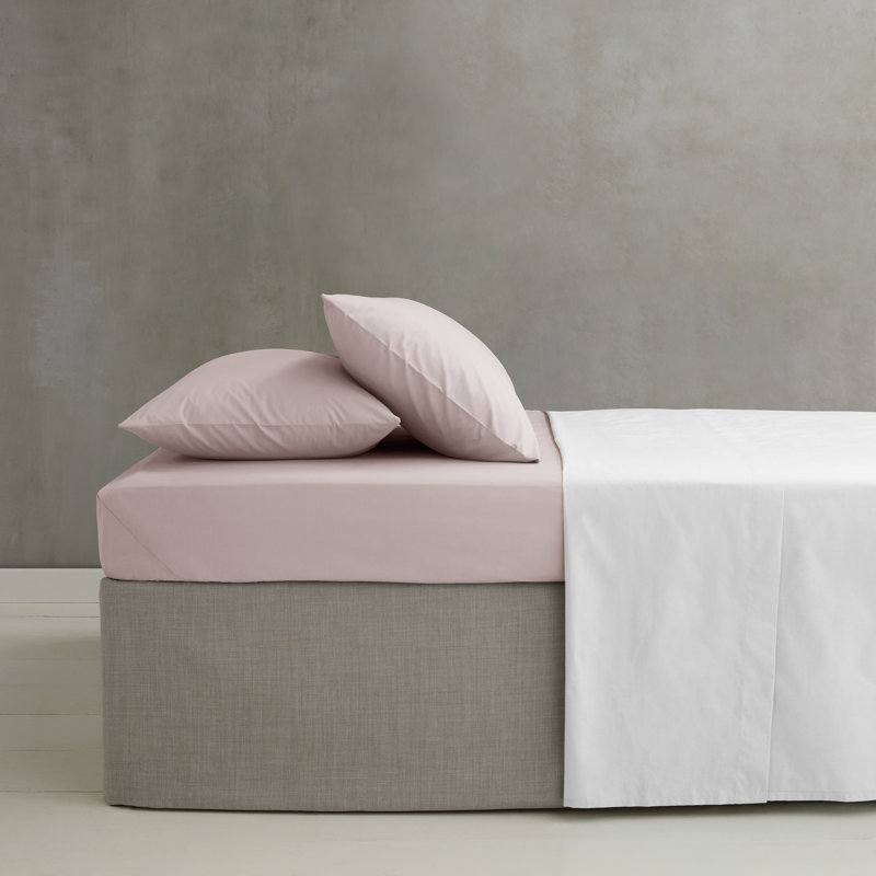 Easy Iron Percale Fitted Sheet, Double (4'6), Blush Pink