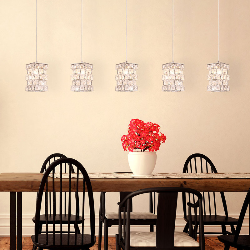 Luminaire suspendu carré à 5 lumières DEL Tidwell