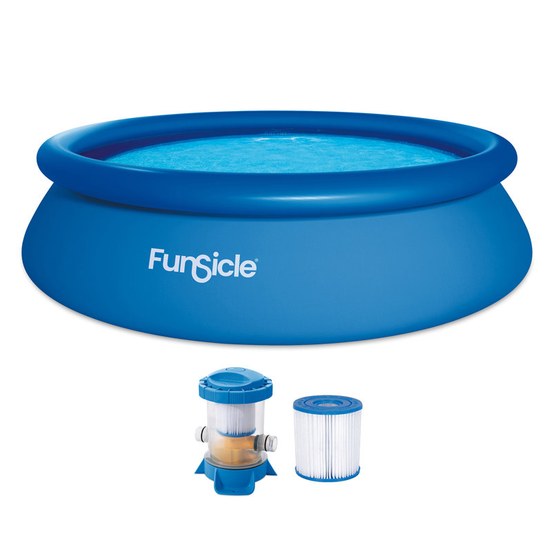 Funsicle 10' x 30" QuickSet Inflatable Ring Top Outdoor Above Ground Pool w/Pump, 10'W x 30"H, FiltraBoost Pump