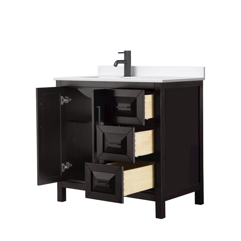 Daria 36'' W Vanity, Giotto Quartz, Brown, Matte Black