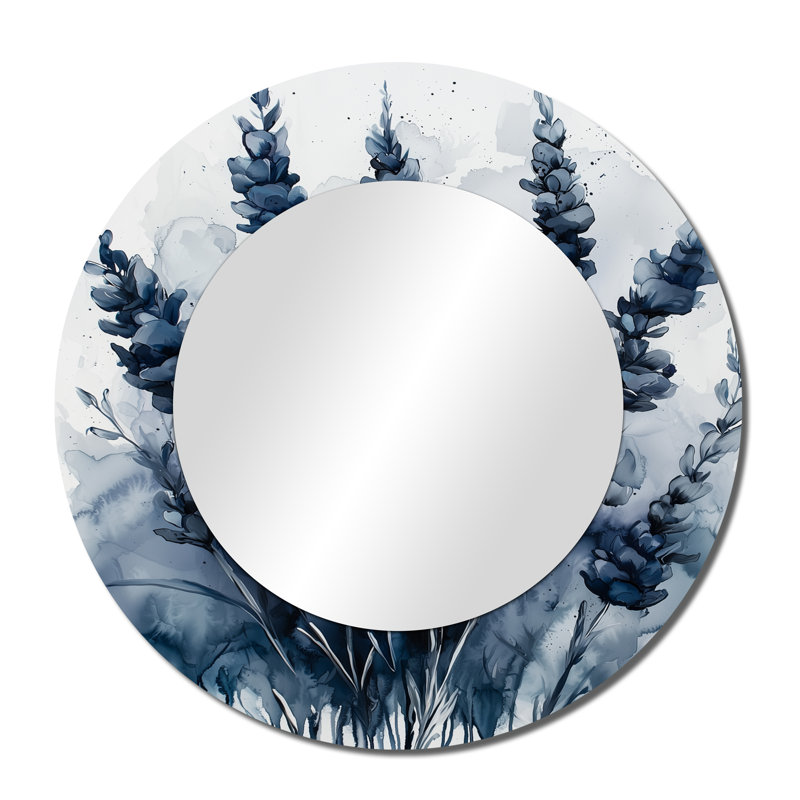 Fauvism Blue Lavender Silence - Traditional Decorative Mirror Wall Art - Printed On Metal, 36" x 36"