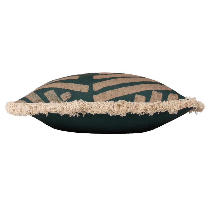 Oromo Geometric Square Cushion, Green, Polyester